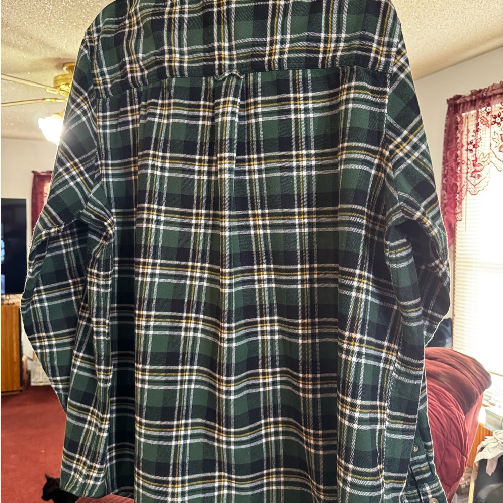 KingSize Plaid Flannel Shirt - Green and Yellow - Picture 3 of 8